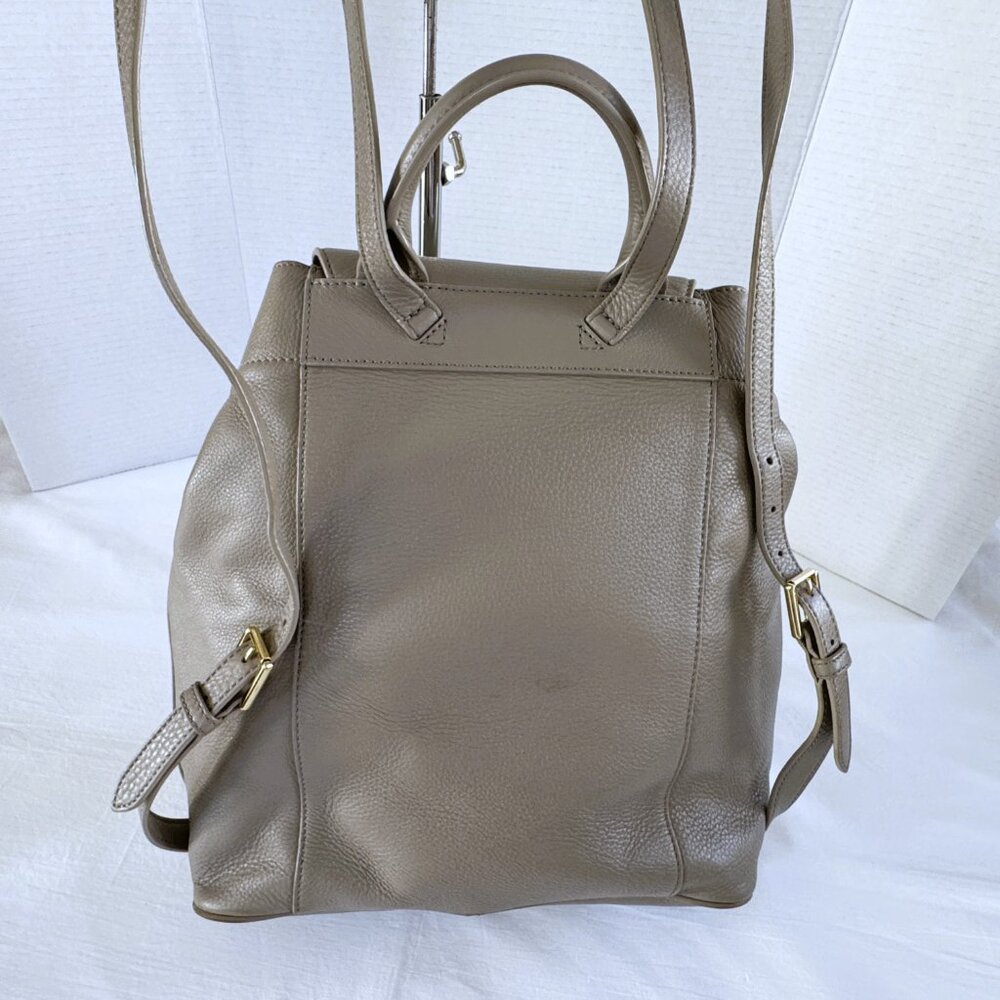 Tory Burch BRYANT Quilted Back Pack Gray Lightly Pebbled Leather Great Cond - Picture 7 of 13